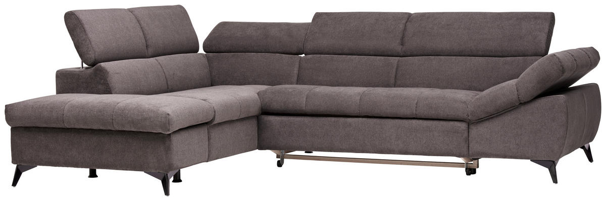ECKSOFA mit Funkion Graubraun Mikrofaser  - Graubraun/Schwarz, Design, Kunststoff/Textil (210/279cm) - Stylife
