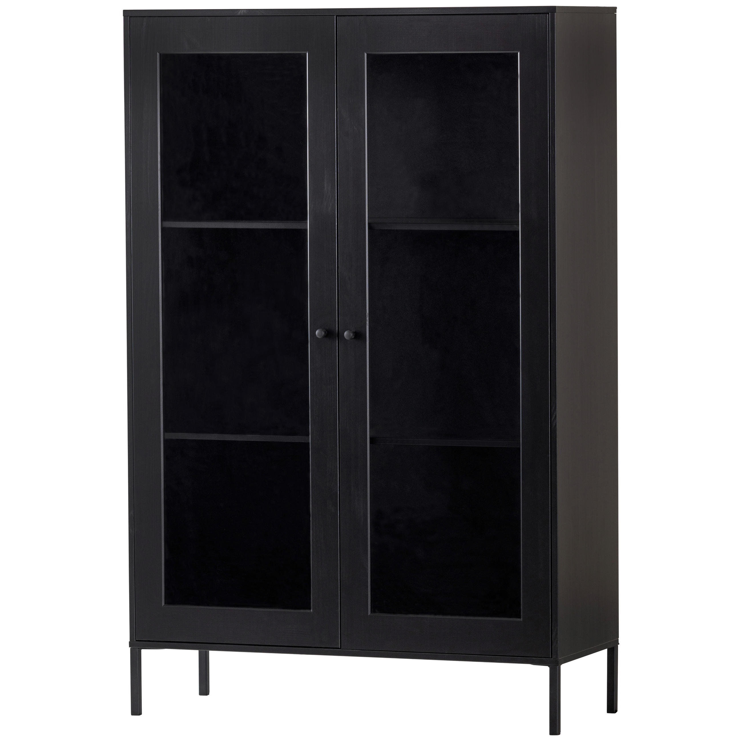 VITRINE  in massiv Kiefer Schwarz  - Schwarz, Design, Glas/Holz (100/155/40cm) - Livetastic