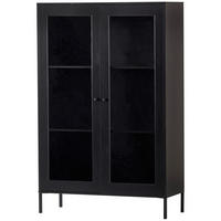 VITRINE  in massiv Kiefer Schwarz  - Schwarz, Design, Glas/Holz (100/155/40cm) - Livetastic