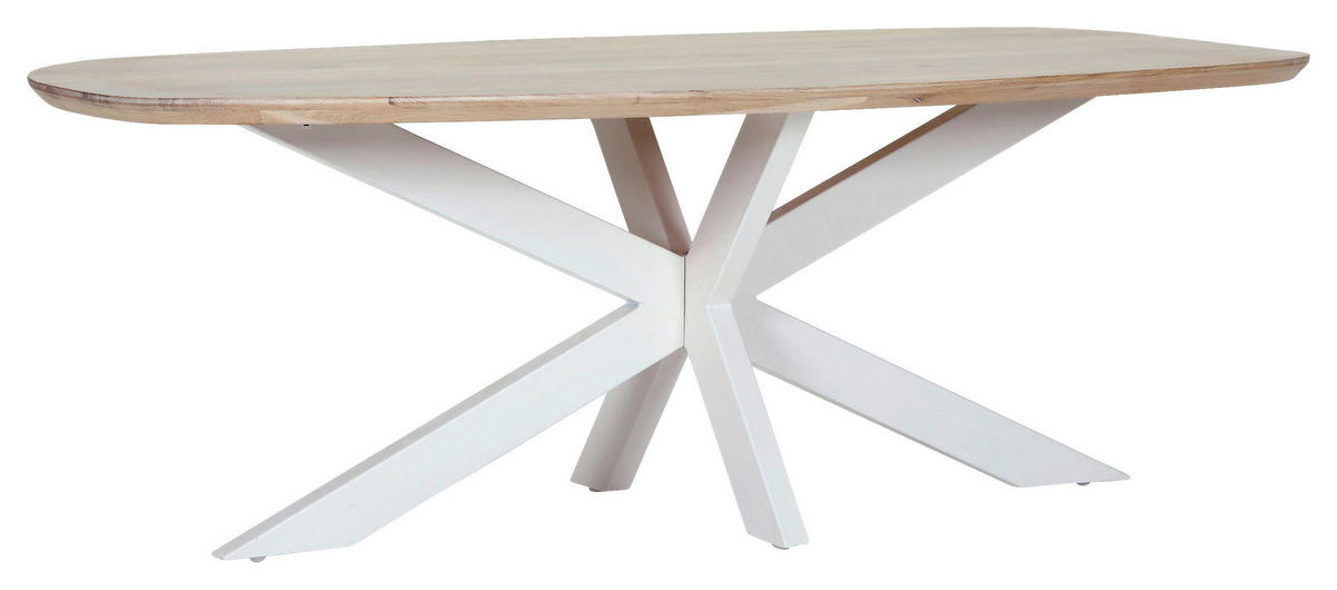 ESSTISCH Holz 220/100/77 cm  - Weiss/Eichefarben, Modern, Holz/Metall (220/100/77cm) - Livetastic