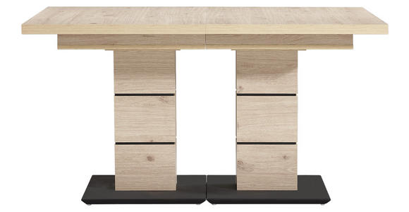 ESSTISCH in Holzwerkstoff 140-220/90/75 cm  - Eichefarben/Schwarz, Design, Holzwerkstoff (140-220/90/75cm) - Dieter Knoll