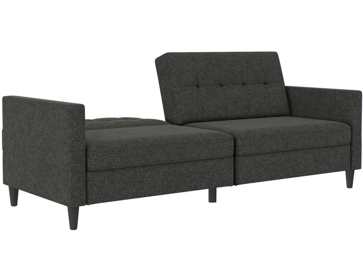 SCHLAFSOFA HANNOVER in Webstoff, Leinenoptik Anthrazit Vintage, Skandinavisch, Modern  - Anthrazit/Schwarz, Basics, Kunststoff/Textil (203/82/83cm) - Livetastic