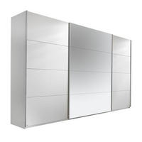 SCHWEBETÜRENSCHRANK 315/210/62 cm 3-türig Weiß  - Alufarben/Weiß, Design, Glas/Holzwerkstoff (315/210/62cm) - Carryhome