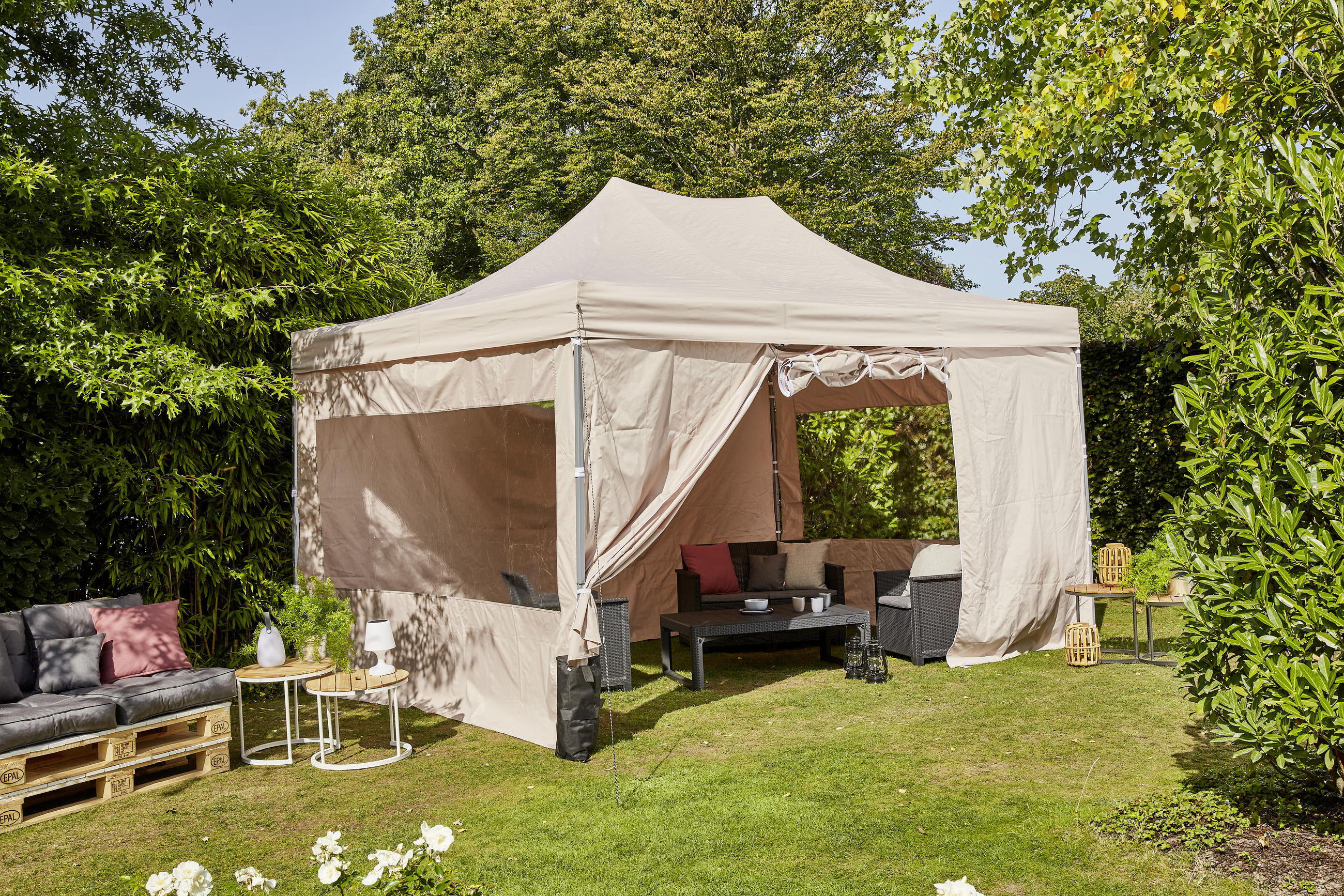 PAVILLON 450/330/300 cm Aluminium  - Taupe, KONVENTIONELL, Textil/Metall (450/330/300cm) - Siena Garden