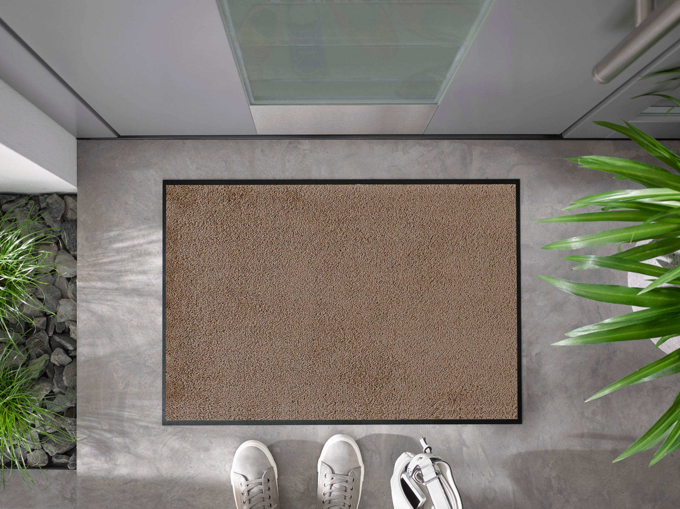 FUßMATTE  60/90 cm  Taupe  - Taupe, KONVENTIONELL, Kunststoff/Textil (60/90cm) - wash+dry