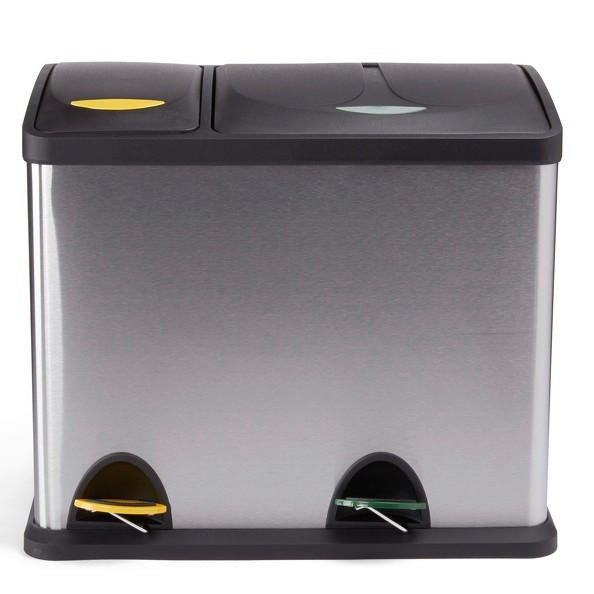 TRETEIMER 26 l Metall - Silberfarben/Schwarz, Basics, Kunststoff/Metall (47/30/40,5cm)