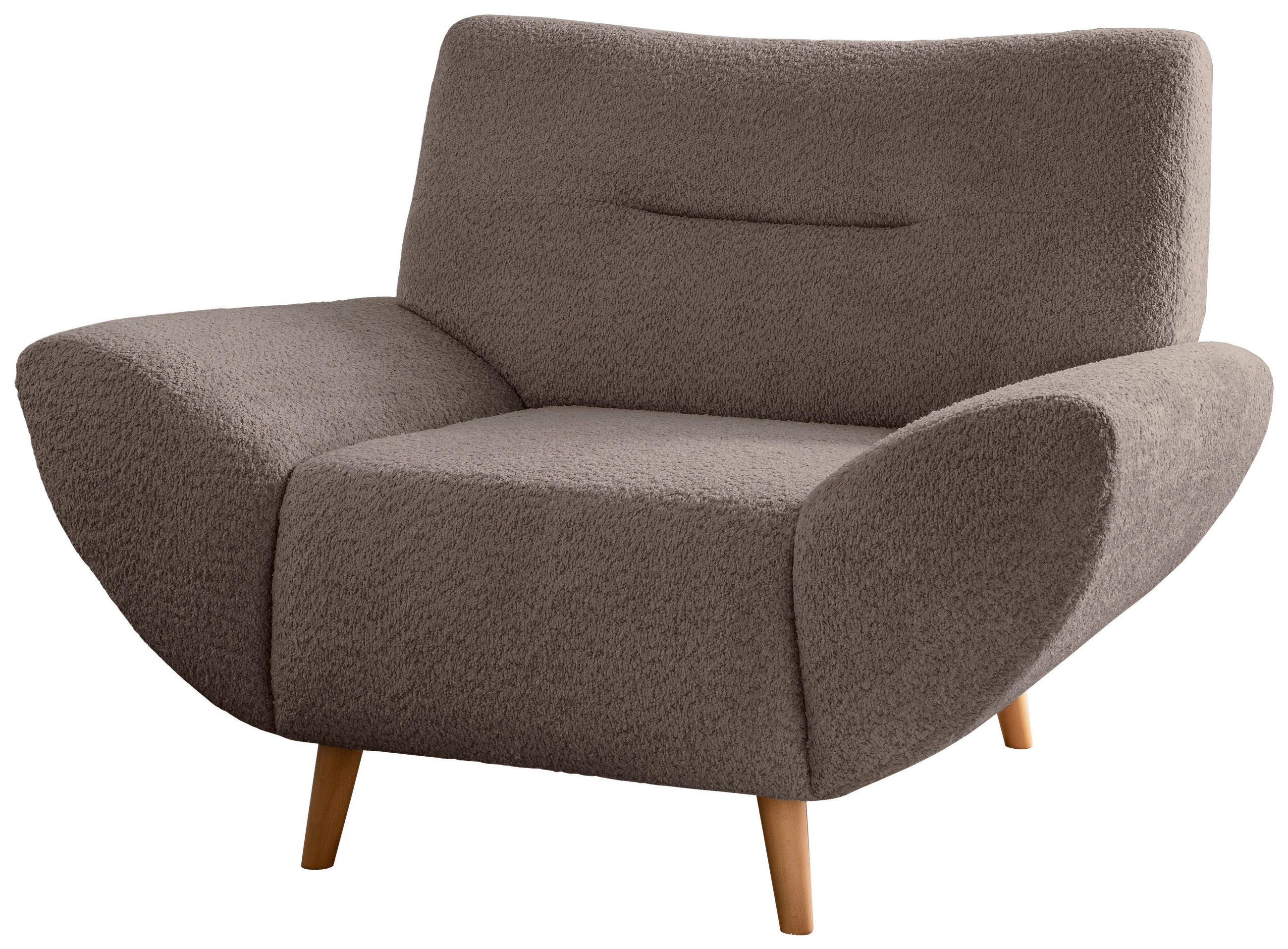 SESSEL in Bouclé Taupe  - Taupe/Wildeiche, KONVENTIONELL, Holz/Textil (111/81/90cm) - MID.YOU