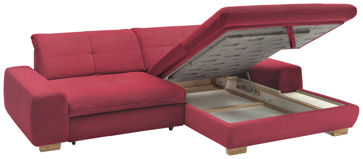ECKSOFA Beere Cord  - Eichefarben/Beere, Design, Holz/Textil (276/198cm) - SetOne by Musterring