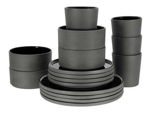 KOMBISERVICE Schwarz 16-teilig 4 Personen  - Schwarz, Trend, Keramik (41/39/35null) - Creatable