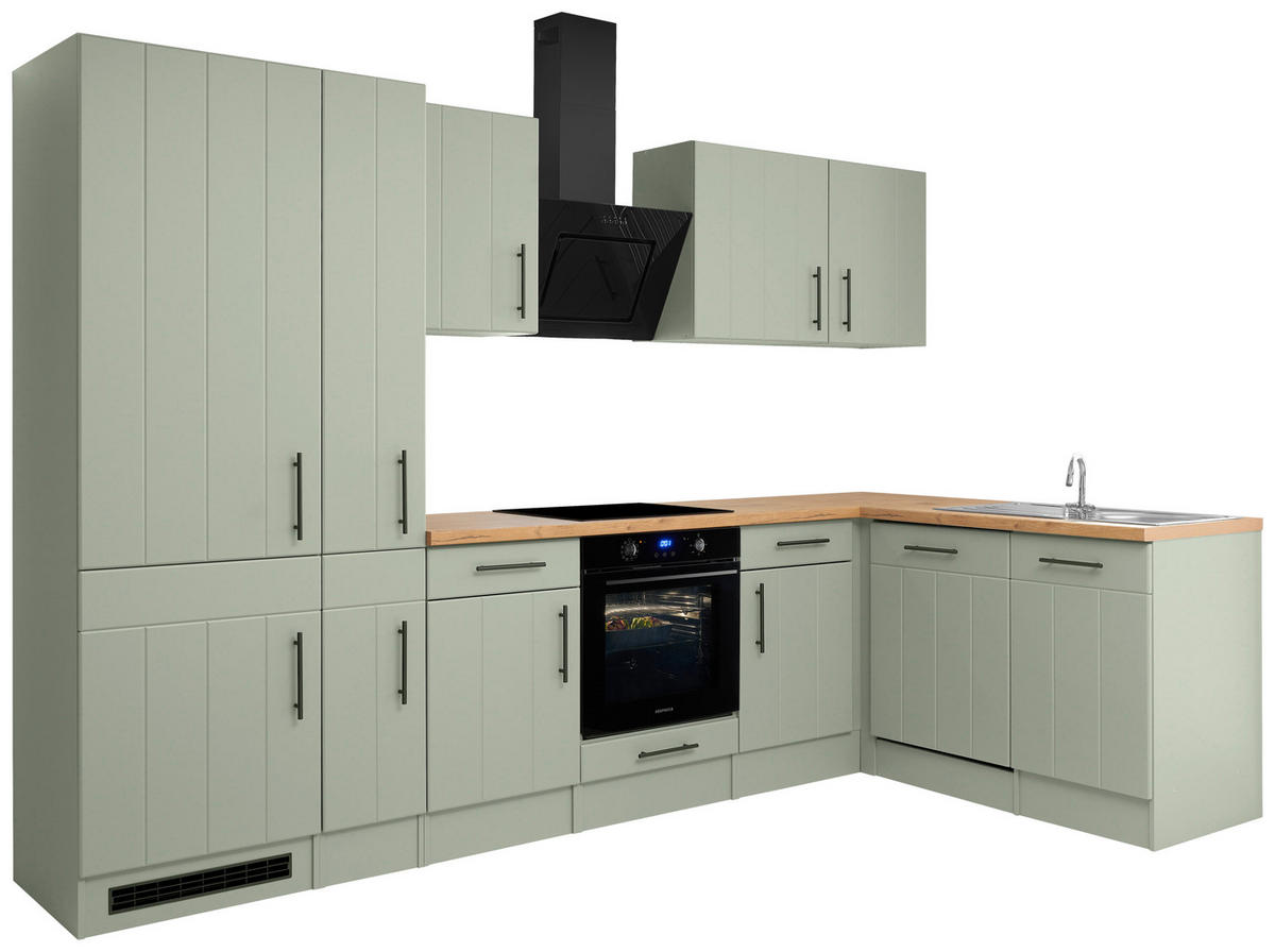 ECKKÜCHE 310/172 cm  in Wildeiche, Schilfgrün  - Schilfgrün/Wildeiche, Trend, Holzwerkstoff/Metall (310/172cm) - Respekta