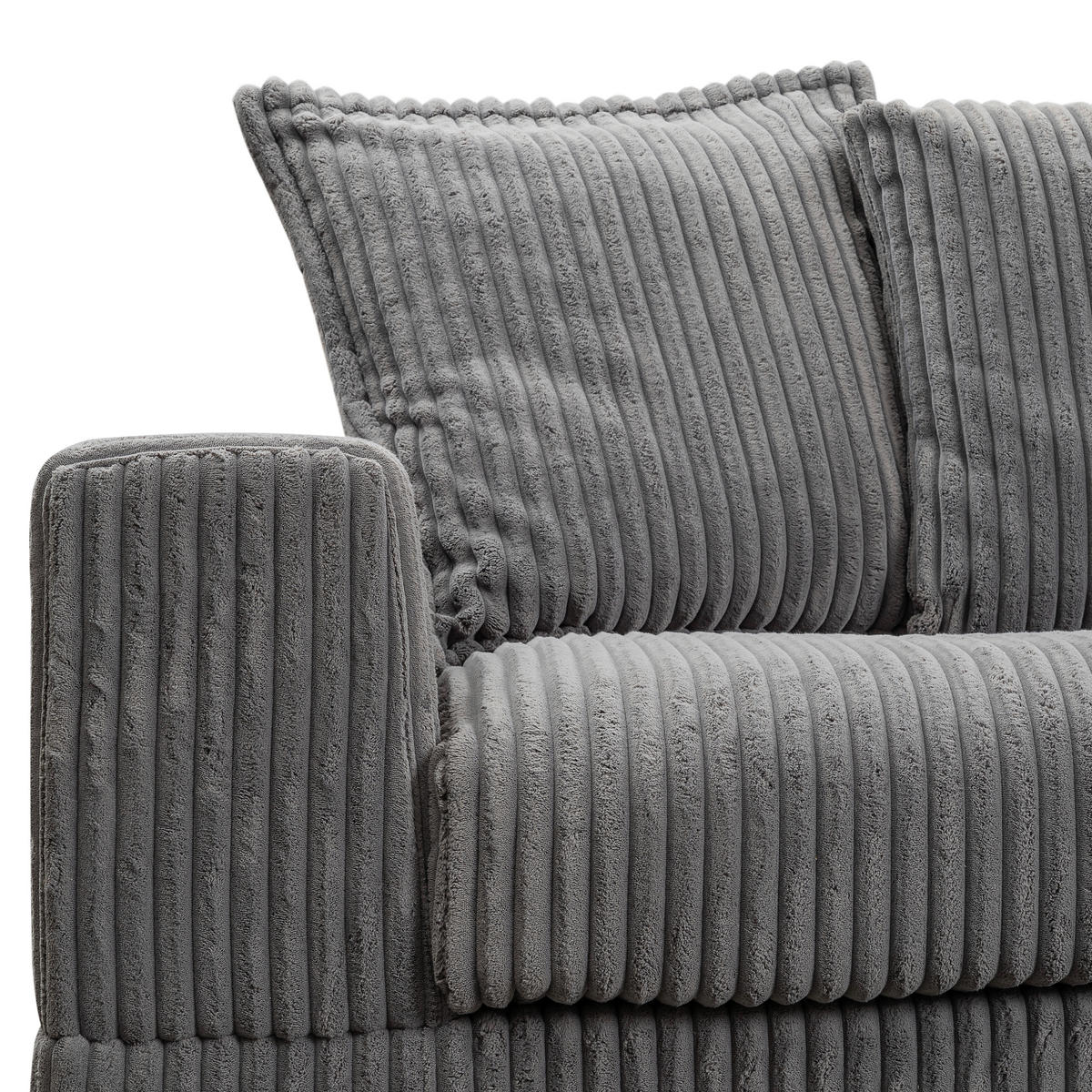 ECKSOFA Grau Cord  - Schwarz/Grau, Design, Kunststoff/Textil (195/285cm) - MID.YOU