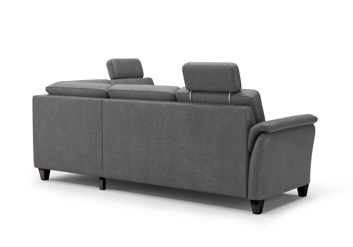 ECKSOFA in Mikrofaser Anthrazit  236/212 cm  - Wengefarben/Anthrazit, KONVENTIONELL, Holz/Textil (236/212cm) - Sit & More