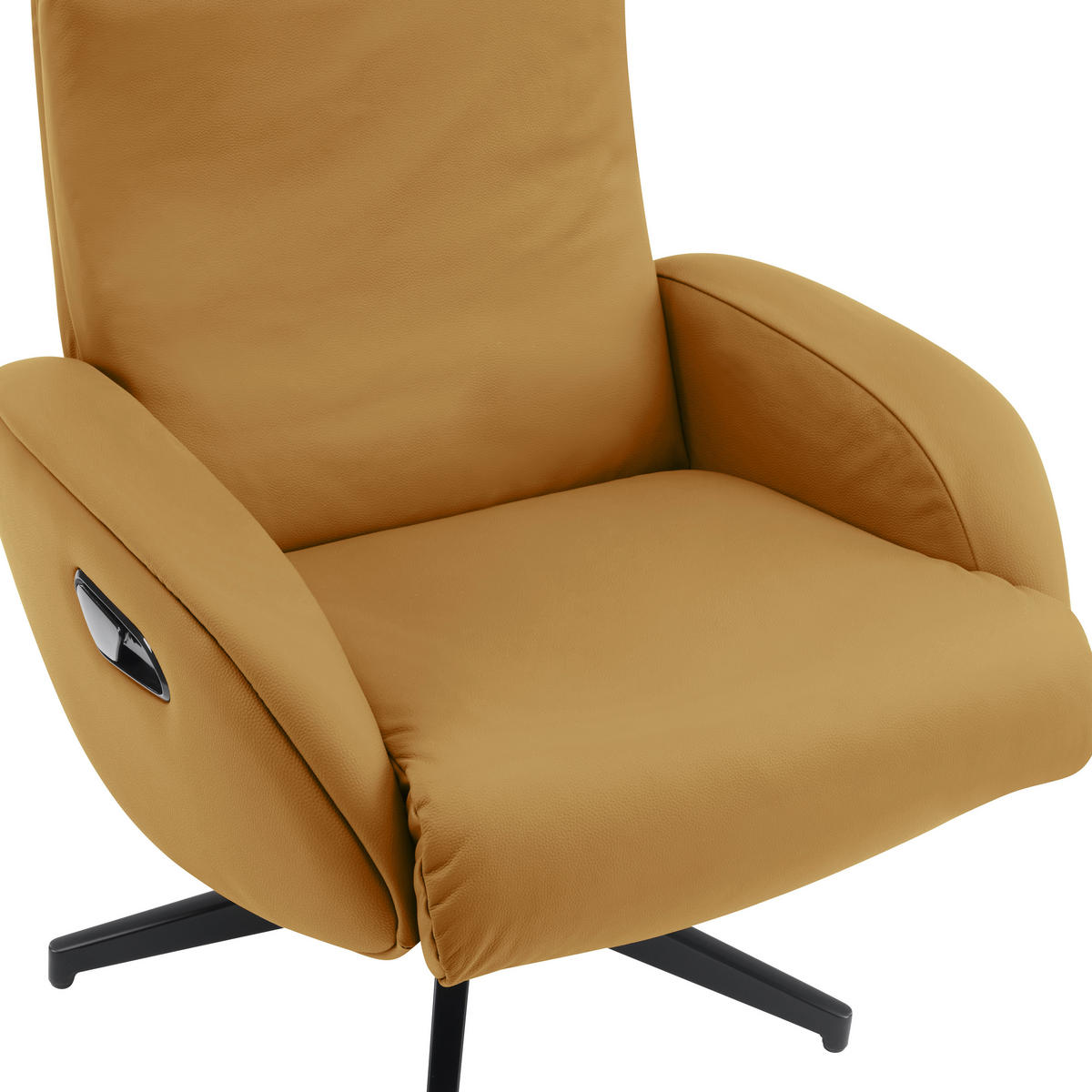 RELAXAČNÍ KŘESLO S TABURETEM, textil, kůže, žlutá - černá/žlutá, Design, kov/textil (77/107/75cm) - Livetastic