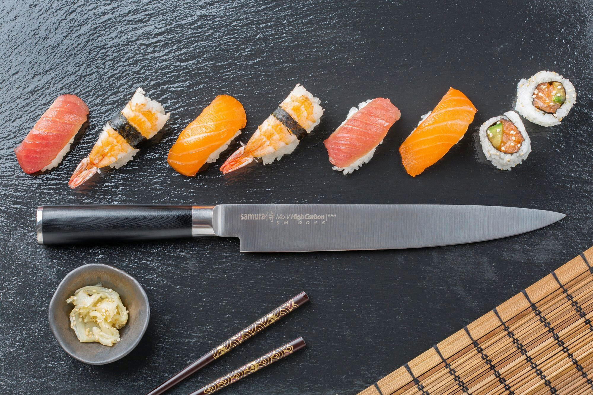 KUHARSKI NOŽ  MO-V       37,2/3,9/2,8 cm     nerjaveče jeklo - srebrne barve/črna, Basics, kovina/leseni material (37,2/3,9/2,8cm) - Samura