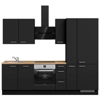 KÜCHENLEERBLOCK 270 cm   in Schwarz, Eichefarben  - Edelstahlfarben/Eichefarben, MODERN, Holzwerkstoff/Metall (270cm) - Nobilia