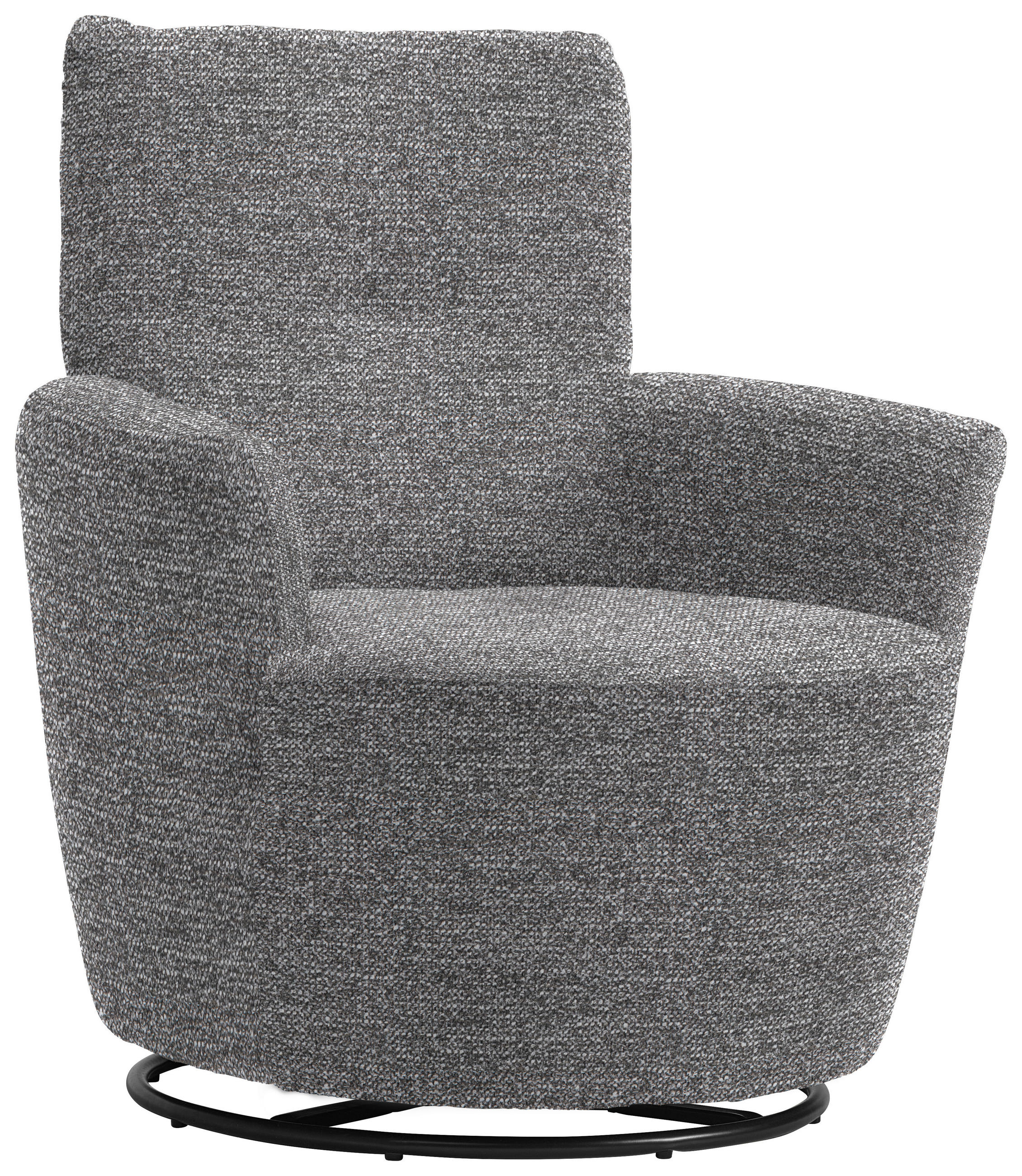 SESSEL in Chenille, Flachgewebe Grau  - Schwarz/Grau, Design, Textil/Metall (81/92/84cm) - Xora