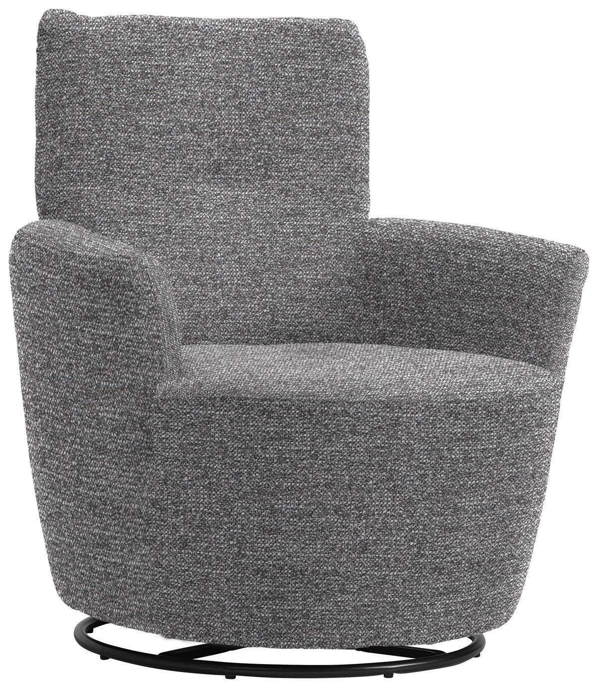 SESSEL in Chenille, Flachgewebe Grau  - Schwarz/Grau, Design, Textil/Metall (81/92/84cm) - Xora
