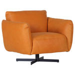 SESSEL in Echtleder Cognac  - Cognac/Schwarz, KONVENTIONELL, Leder/Metall (100/80/90cm) - Carryhome