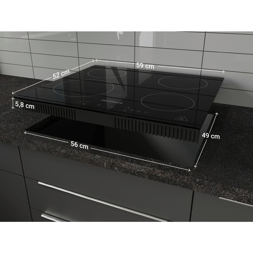 Thumbnail - Respekta Backofenset, Schwarz, Metall, Glas, A+, 59.5x59.5x56.5 cm, Kindersicherung, Digitaldisplay, Elektronikuhr, Rest...