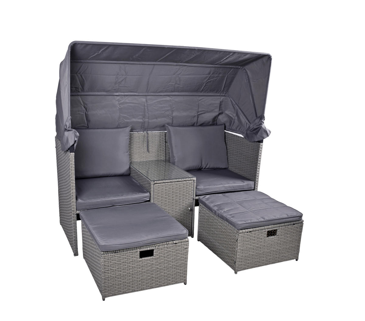 LOUNGEGARNITUR Stahl  - Grau/Grün, Basics, Kunststoff/Textil - Gardenson