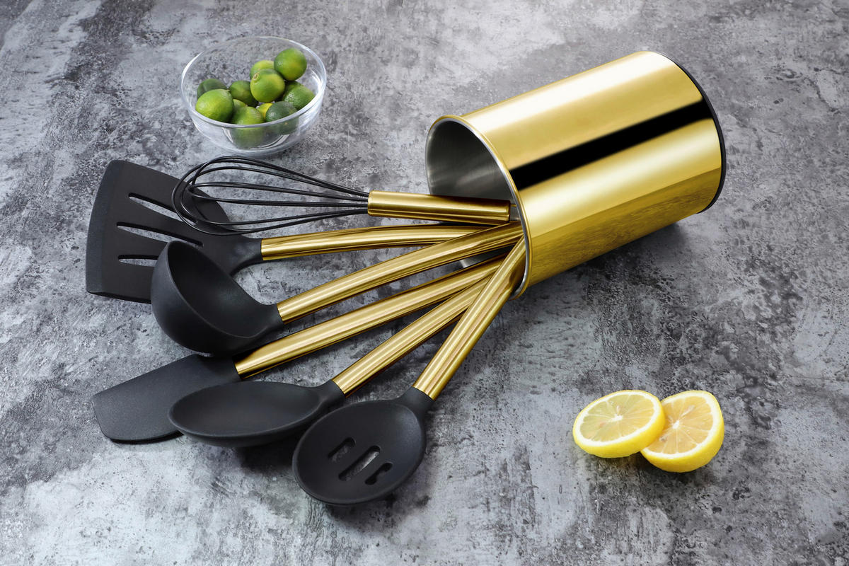 KÜCHENHELFERSET  - Goldfarben/Schwarz, Basics, Kunststoff/Metall (13cm) - Echtwerk