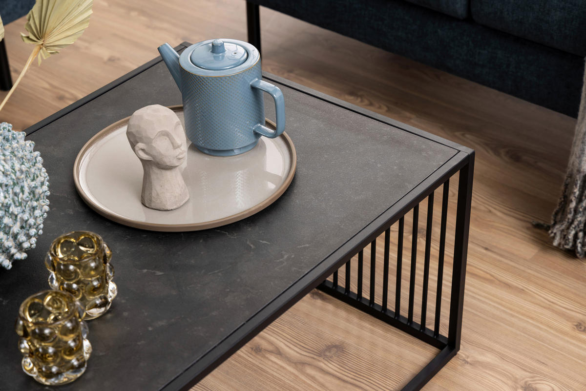 TABLE BASSE in Kunststoff, Glas, Holzwerkstoff  - noir, Design, matière synthétique/verre (120/60/40cm) - MID.YOU