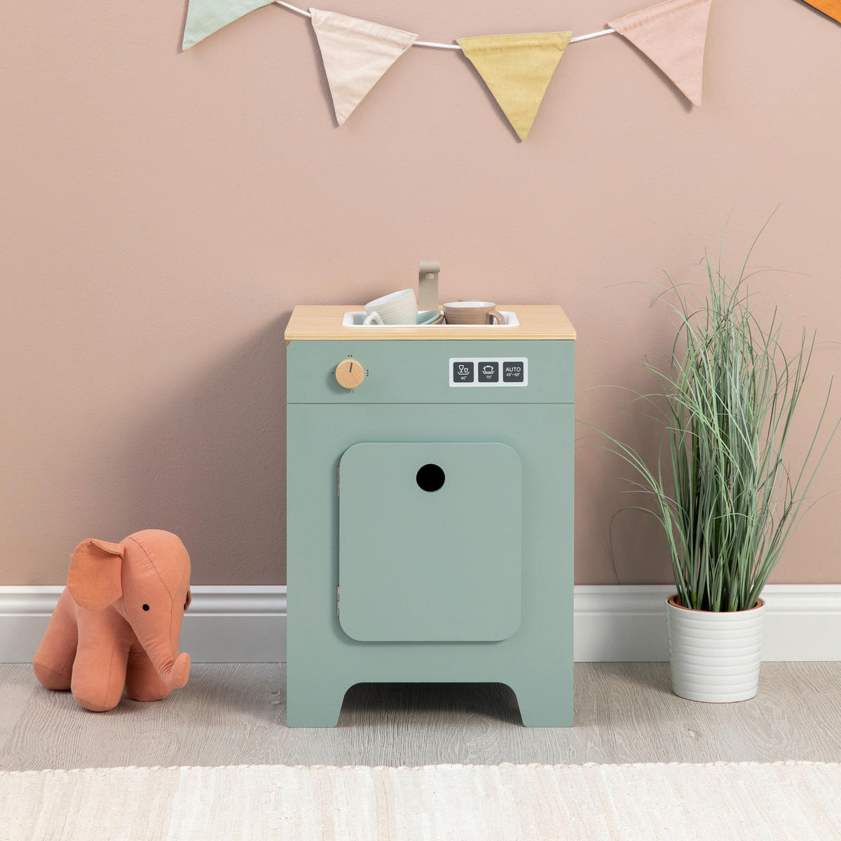 KINDERKÜCHE MIX & MATCH  - Salbeigrün/Naturfarben, Basics, Holz/Holzwerkstoff (35/31,5/55cm) - MUSTERKIND