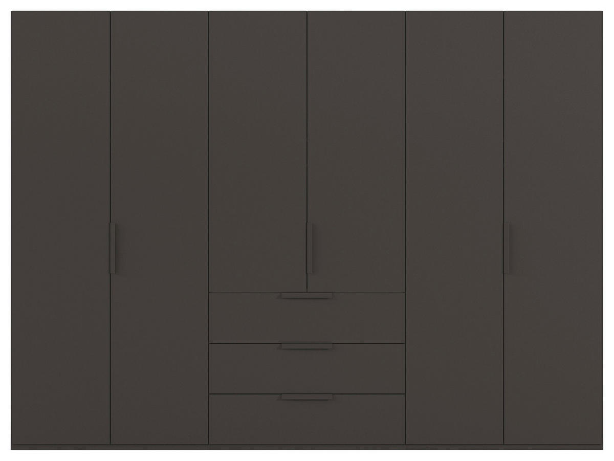DREHTÜRENSCHRANK 301/235/61 cm,  in Graphitfarben, 6-türig  - Graphitfarben, Basics, Holzwerkstoff/Metall (301/235/61cm) - Novel