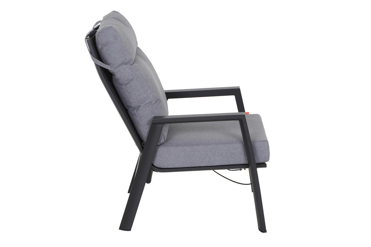 LOUNGESESSEL Anthrazit Aluminium  - Dunkelgrau/Anthrazit, Basics, Kunststoff/Textil (72,5/99/82,5cm) - Siena Garden
