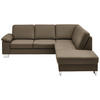 ECKSOFA  in Echtleder Graubraun  248/235 cm  - Graubraun/Alufarben, Design, Leder/Metall (248/235cm) - Beldomo Premium