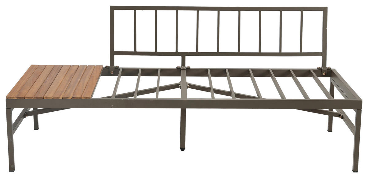 LOUNGEGARNITUR   57/35/57 cm Akazie vollmassiv Aluminium  - Beige/Beigebraun, MODERN, Holz/Textil (57/35/57cm) - Ambia Garden