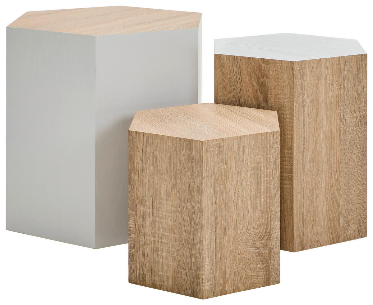 COUCHTISCHSET - Eichefarben, Design, Holzwerkstoff (34,5/39/50/30/40,5/45/34,5/39/50cm) - MID.YOU