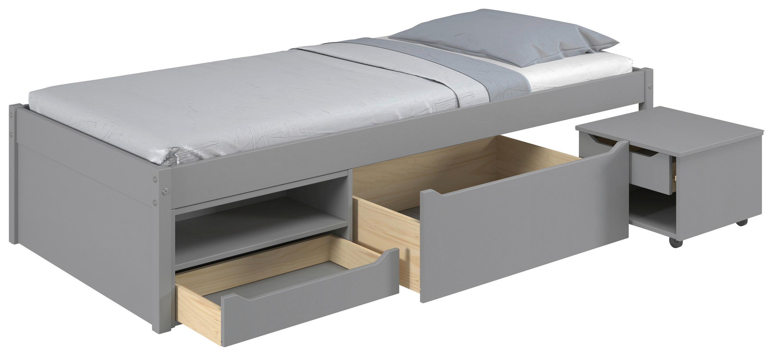 STAURAUMBETT 90/200 cm  in Grau  - Grau, MODERN, Holz/Holzwerkstoff (90/200cm) - MID.YOU