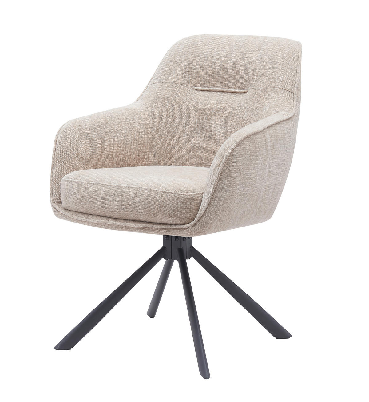 STOL MED ARMSTÖD SET 2 styck 360° vridbar sits, automatisk funktion för återhämtning, stoppade armstöd chenille  - beige/svart, Basics, metall/textil (59/87/65cm) - Livetastic