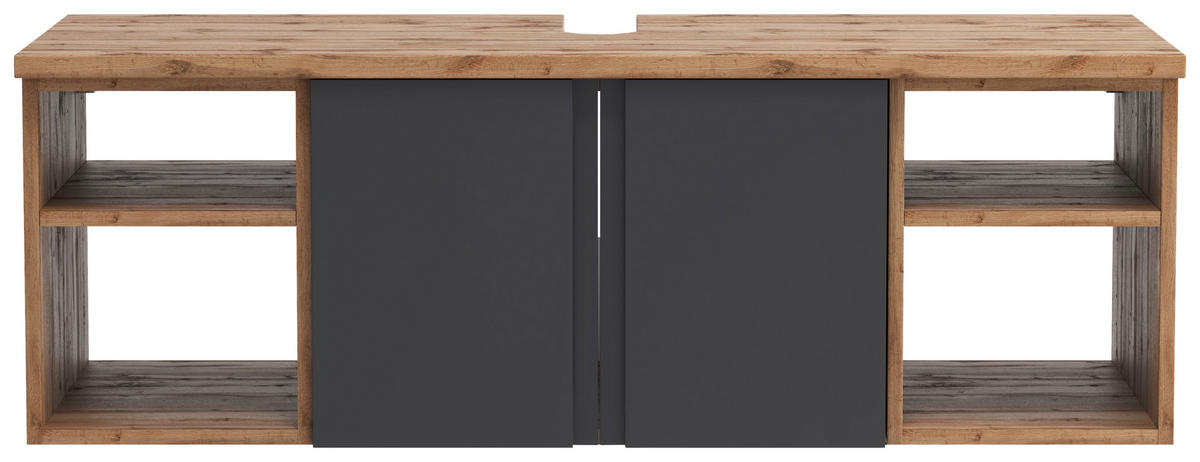 WASCHBECKENUNTERSCHRANK 120/41/47 cm  - Eiche Wotan/Grau, Modern, Holzwerkstoff (120/41/47cm) - Held