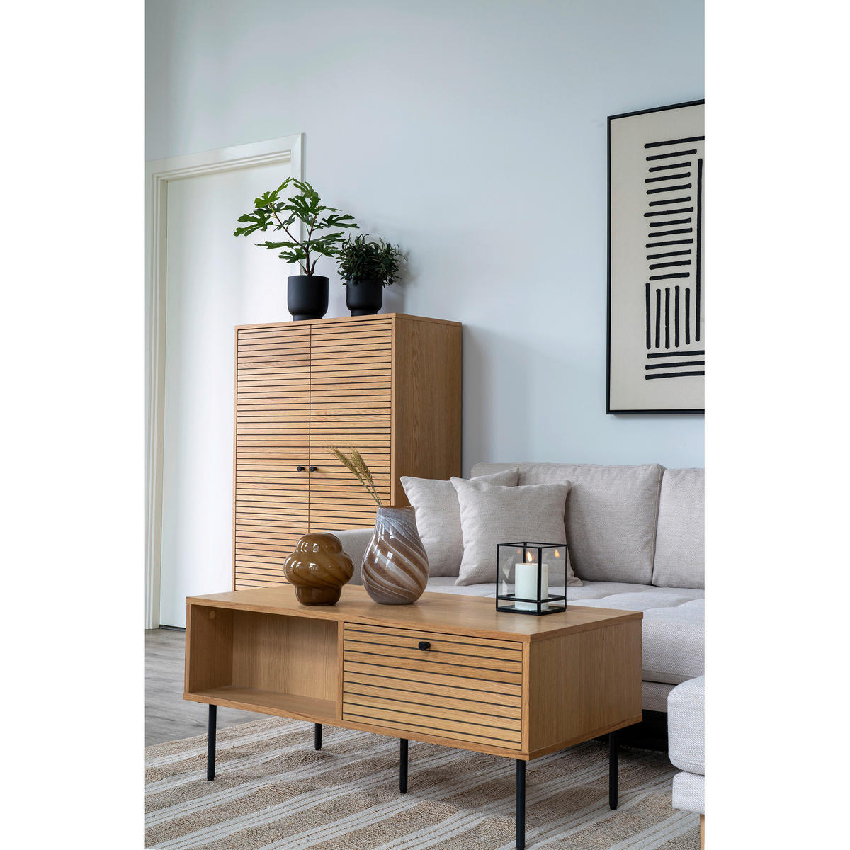 COUCHTISCH Eiche 100/50/45 cm Eichefarben  - Eichefarben/Schwarz, Design, Holz/Holzwerkstoff (100/50/45cm) - MID.YOU