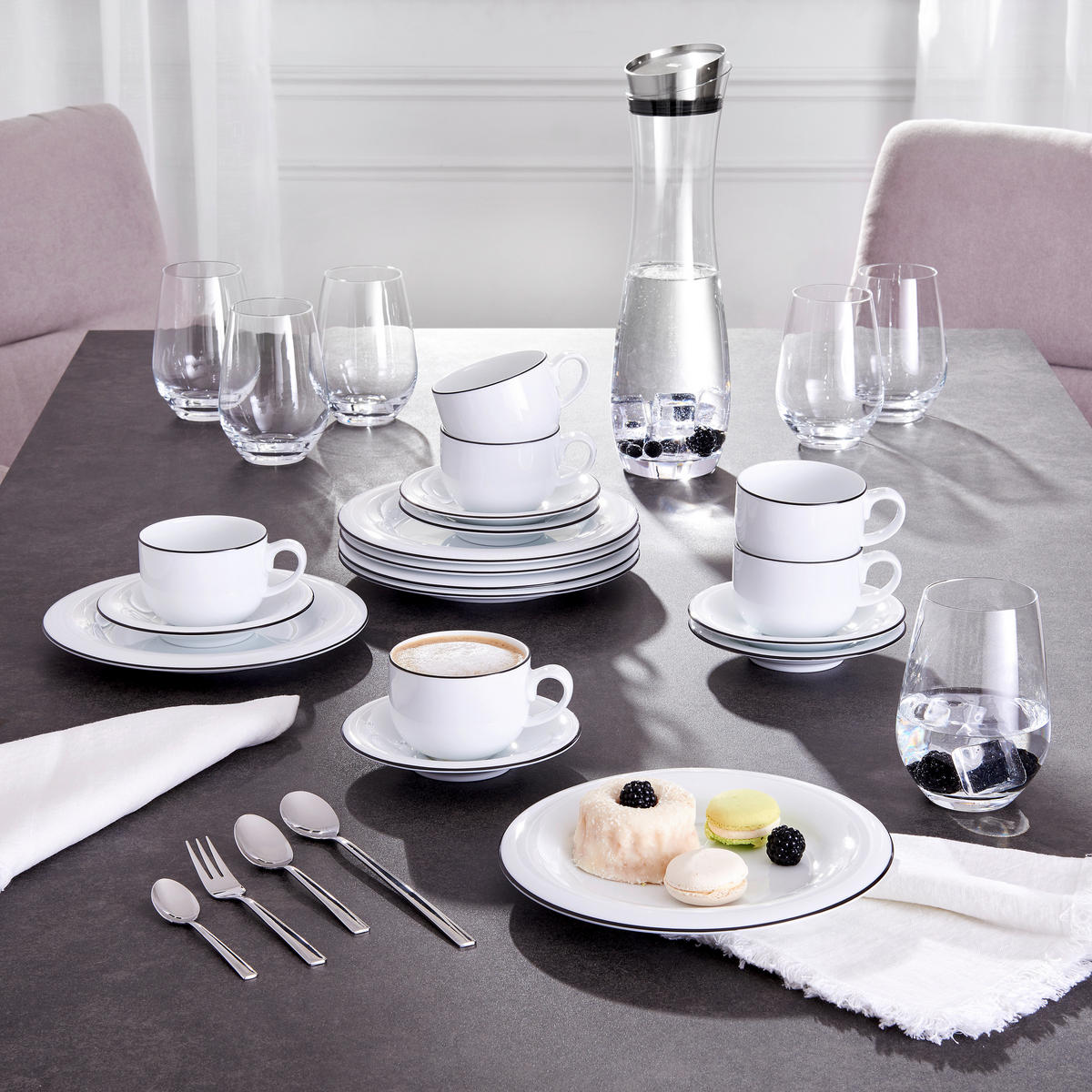 KÁVÉSKÉSZLET 18 részes  - fekete/fehér, Basics, kerámia - Novel
