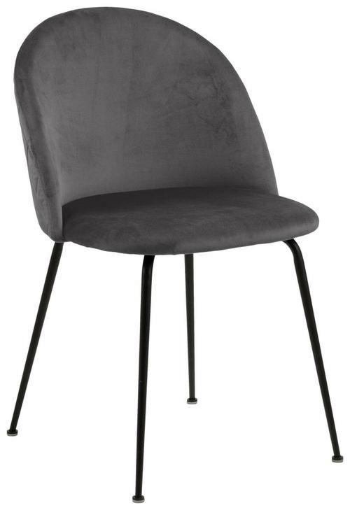 STUHL Samt Dunkelgrau - Dunkelgrau/Schwarz, KONVENTIONELL, Textil/Metall (49,5/80,5/54cm) - Ambia Home