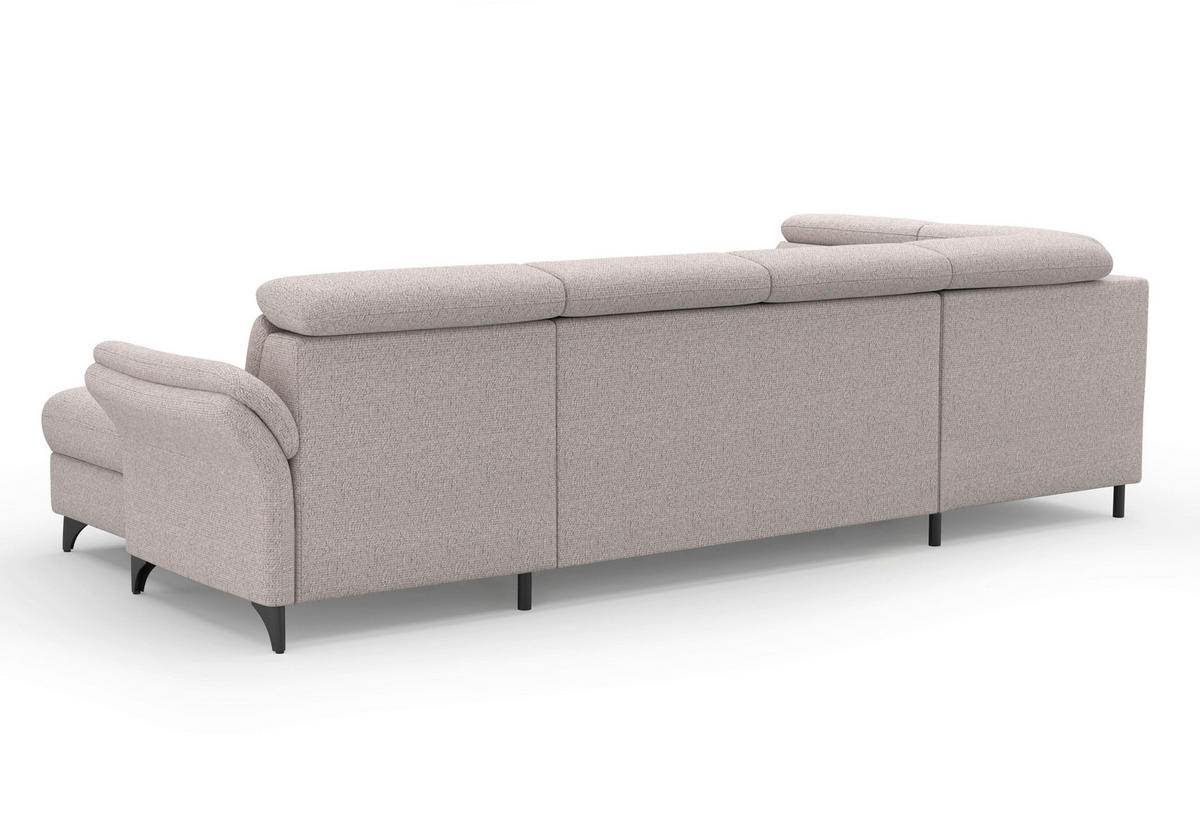 WOHNLANDSCHAFT GLENDALE E Silberfarben Chenille  - Silberfarben/Schwarz, KONVENTIONELL, Textil/Metall (193/321/166cm) - Sit & More