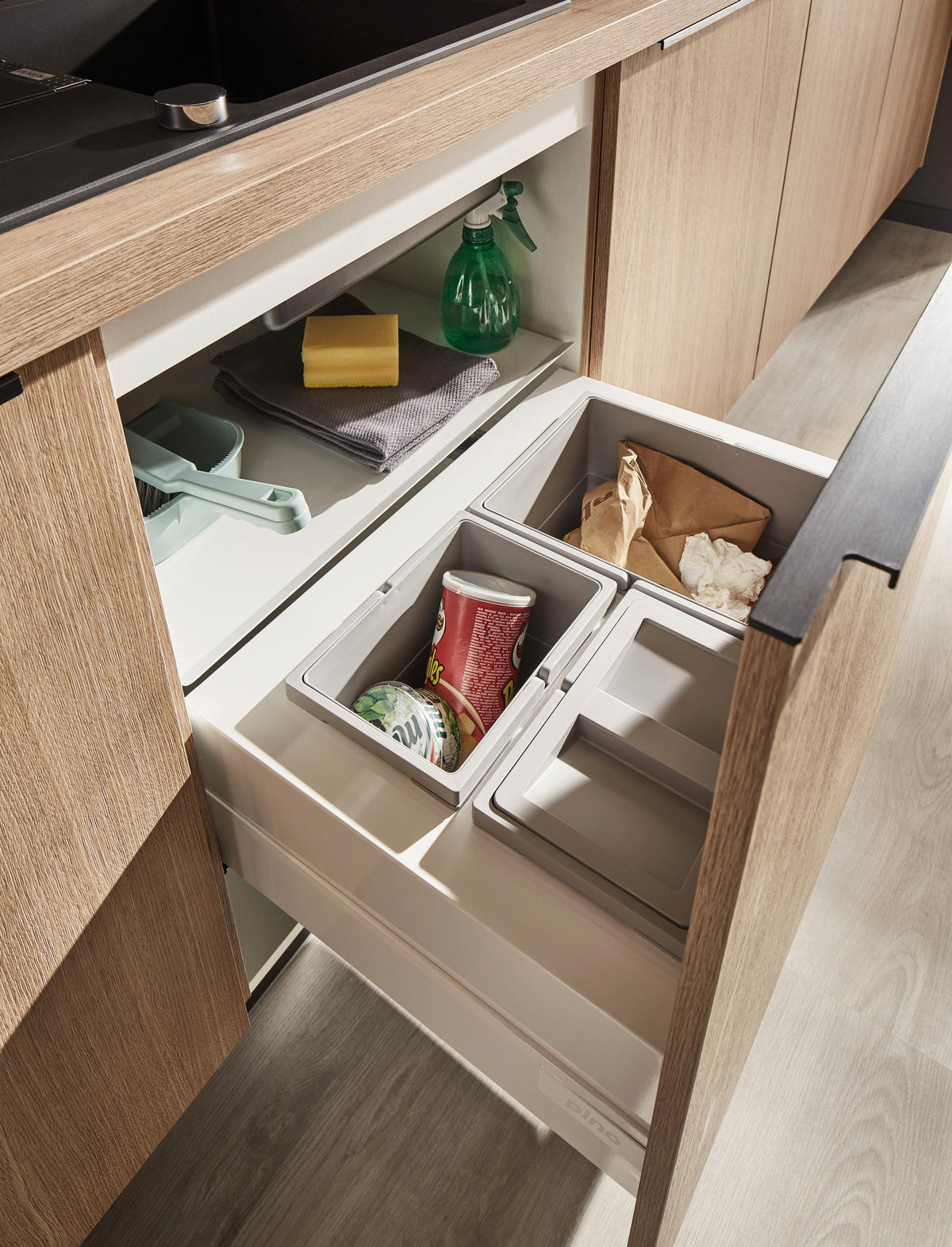 EINBAUKÜCHE   - Eichefarben/Graphitfarben, Design, Holzwerkstoff - Xora