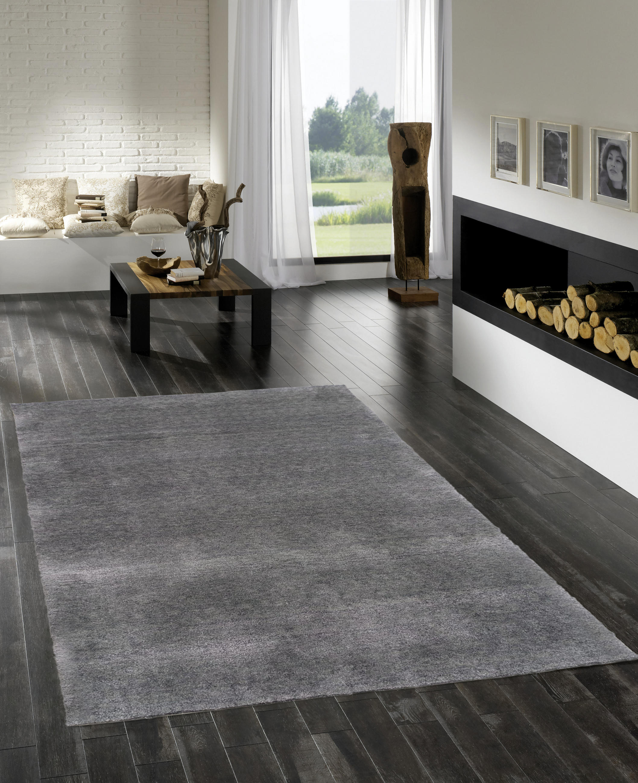 WOLLTEPPICH 60/90 cm Anthrazit - Anthrazit, Design, Naturmaterialien/Textil (60/90cm) - Cazaris
