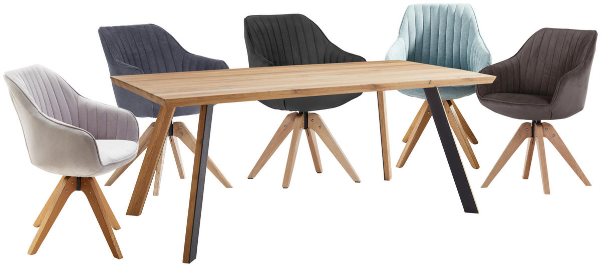 JÍDELNÍ STŮL, divoký dub, barvy dubu, 180/90/75 cm - barvy dubu/černá, Design, kov/dřevo (180/90/75cm) - Linea Natura