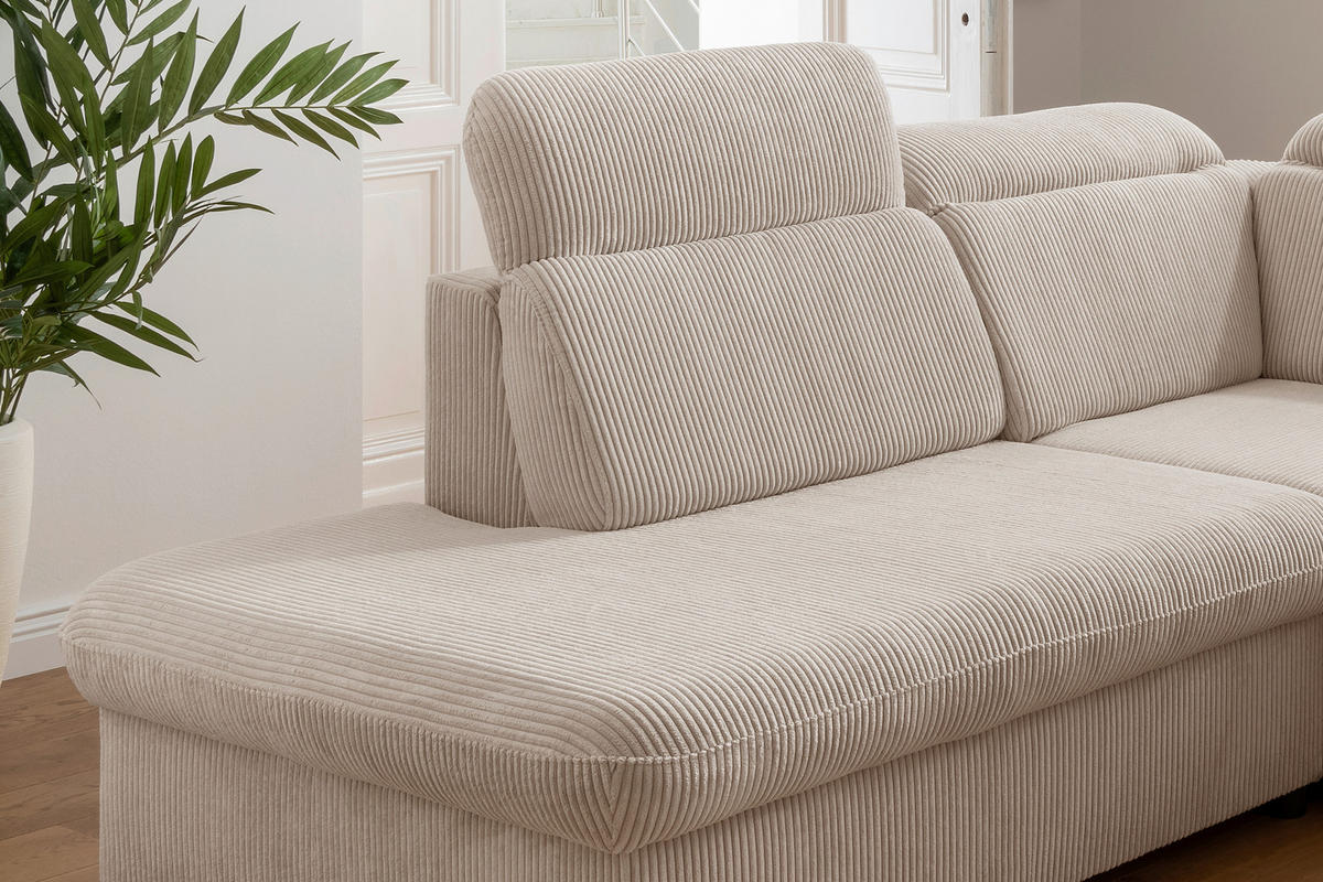 ECKSOFA  in Cord Beige  - Chromfarben/Beige, Design, Textil/Metall (228/283cm) - Livetastic