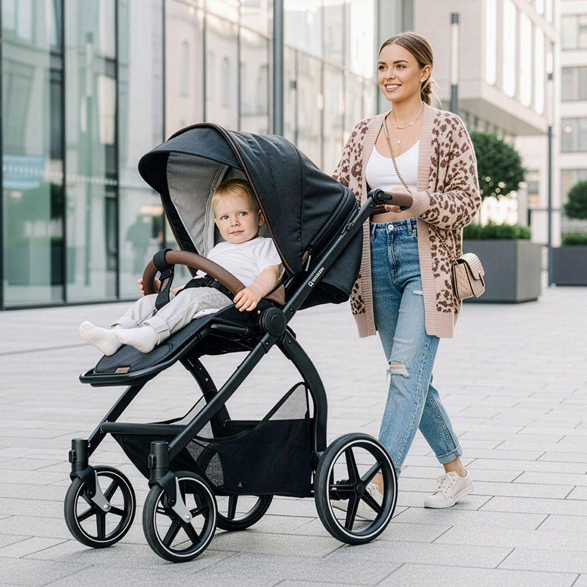 KOMBIKINDERWAGEN FX4 Swing Set  - Schwarz, Basics, Metall (100/55/130cm) - Gesslein