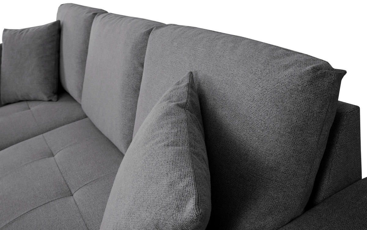 ECKSOFA LUKAS Grau Struktur Zierkissen, Bettkasten  - Grau, Trend, Textil (158/239cm) - P & B