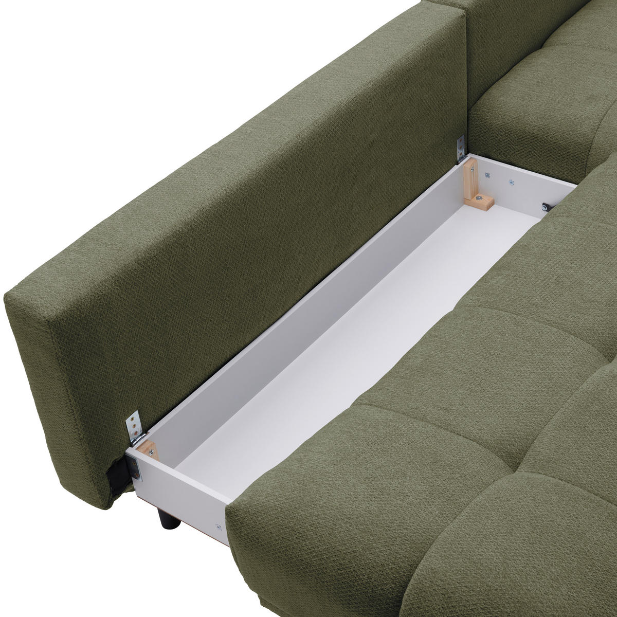 ECKSOFA in Chenille Olivgrün  - Schwarz/Olivgrün, Modern, Textil/Metall (290/182cm) - Hom`in