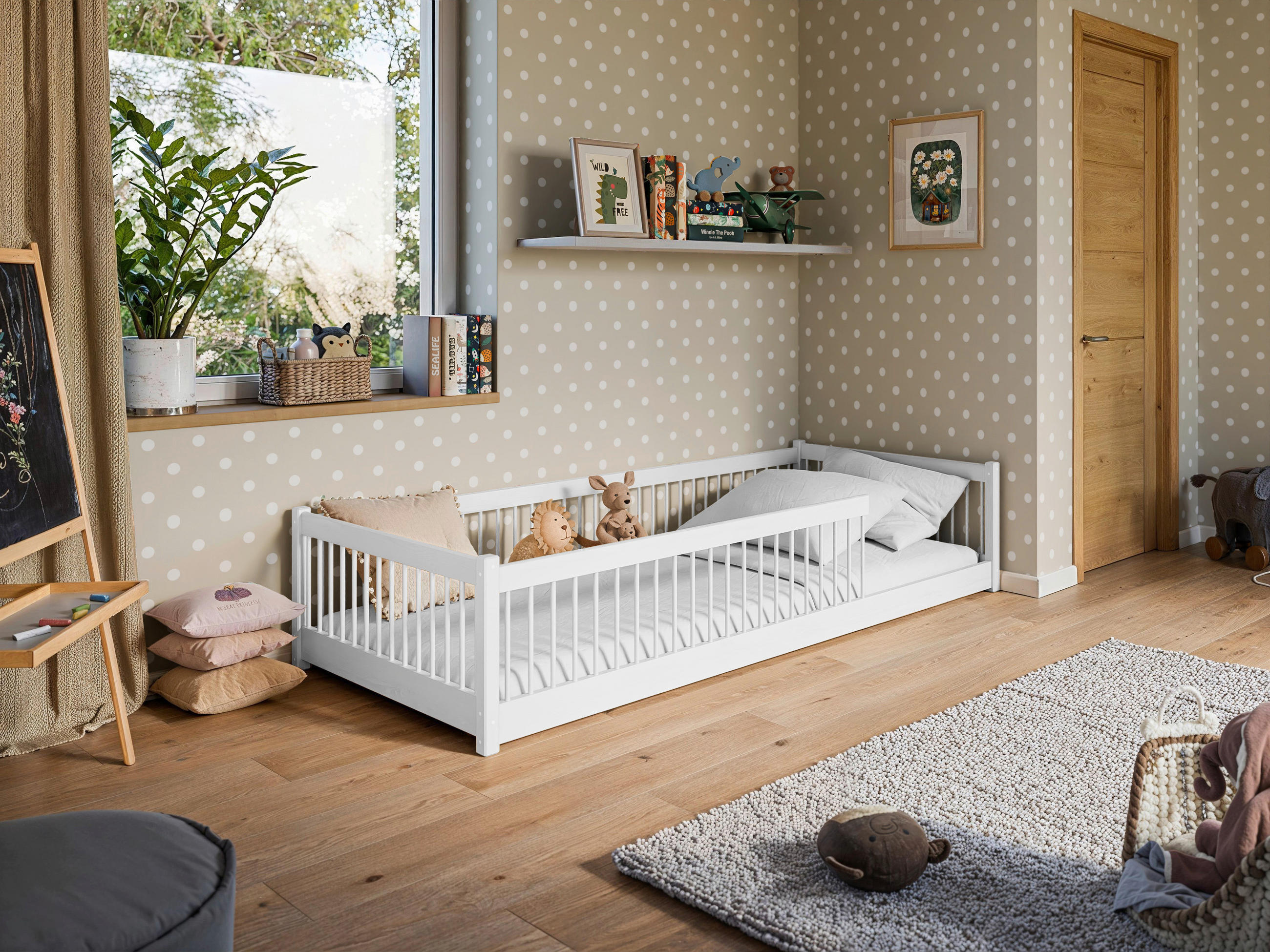 BODENBETT. - Birkefarben/Weiß, Basics, Holz (90/200cm) - Xora