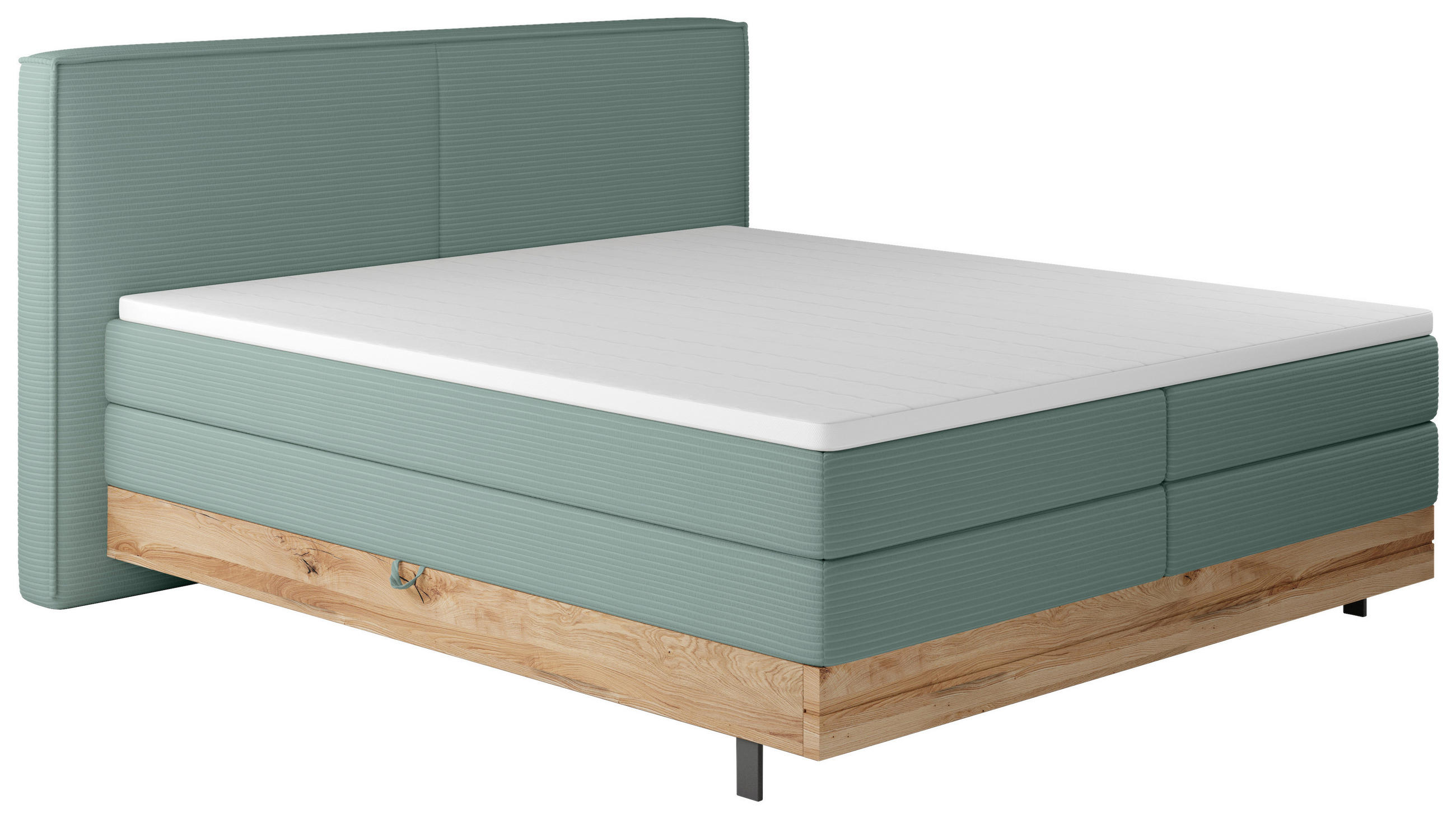BOXSPRINGBETT 180/200 cm  in Petrol  - Petrol/Schwarz, Natur, Holz/Textil (180/200cm) - Valnatura