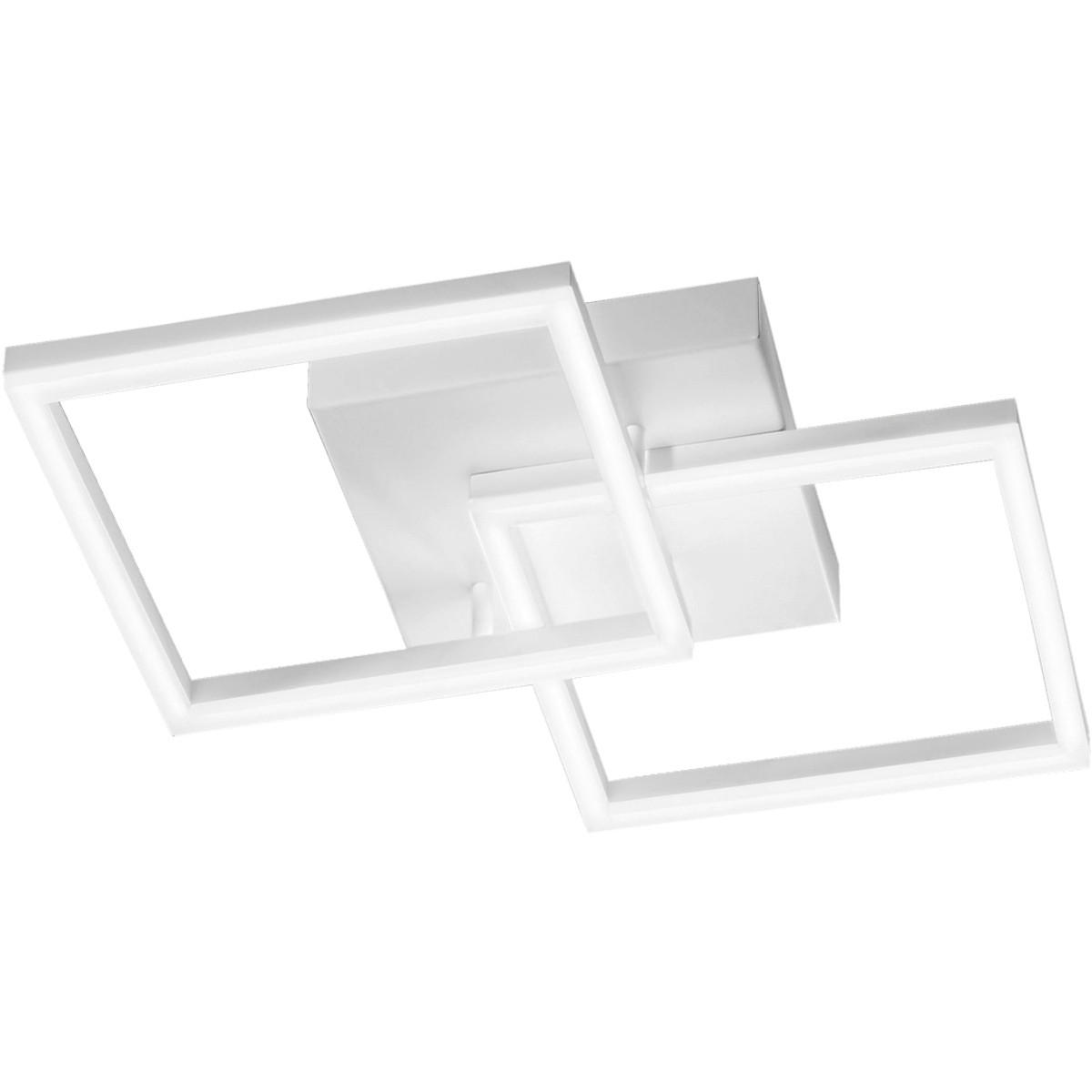 LED-DECKENLEUCHTE Bard 45/45/10 cm   - Weiß, Design, Kunststoff/Metall (45/45/10cm) - Fabas Luce