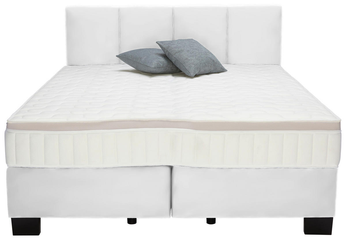 BOXSPRINGBETT 160/200 cm  in Weiss  - Weiss/Schwarz, Design, Kunststoff/Textil (160/200cm) - Hom`in